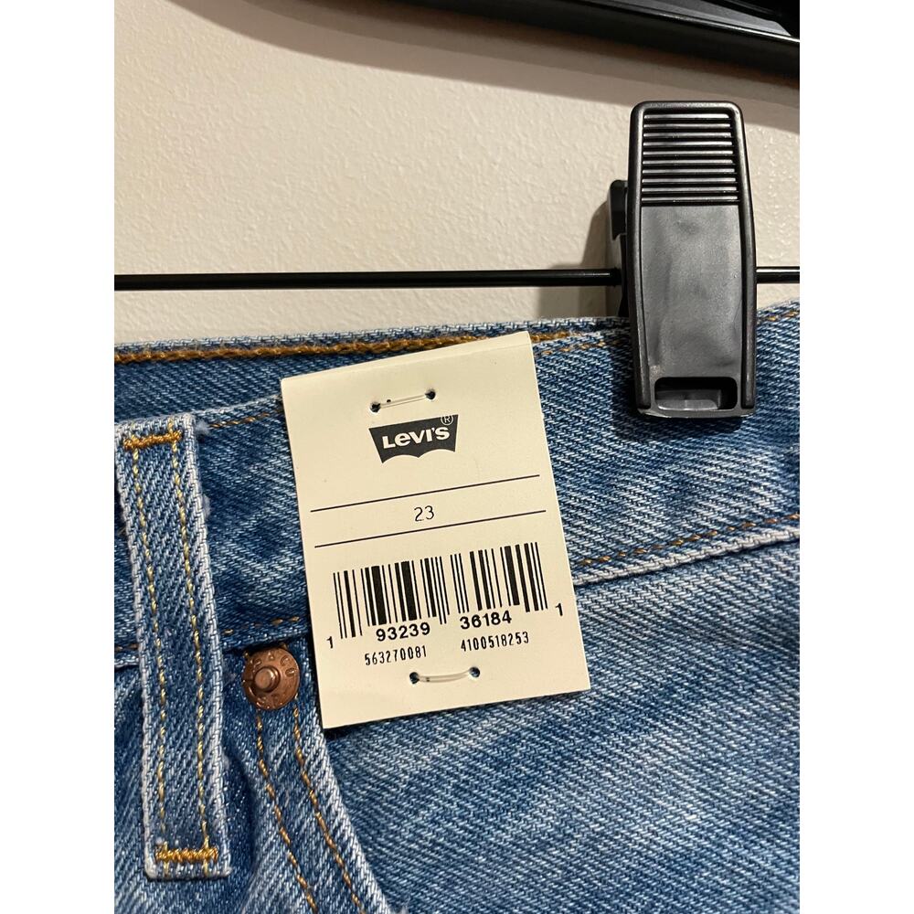 Levi's Distressed Light Blue Denim Jean Shorts - Picture 3 of 4
